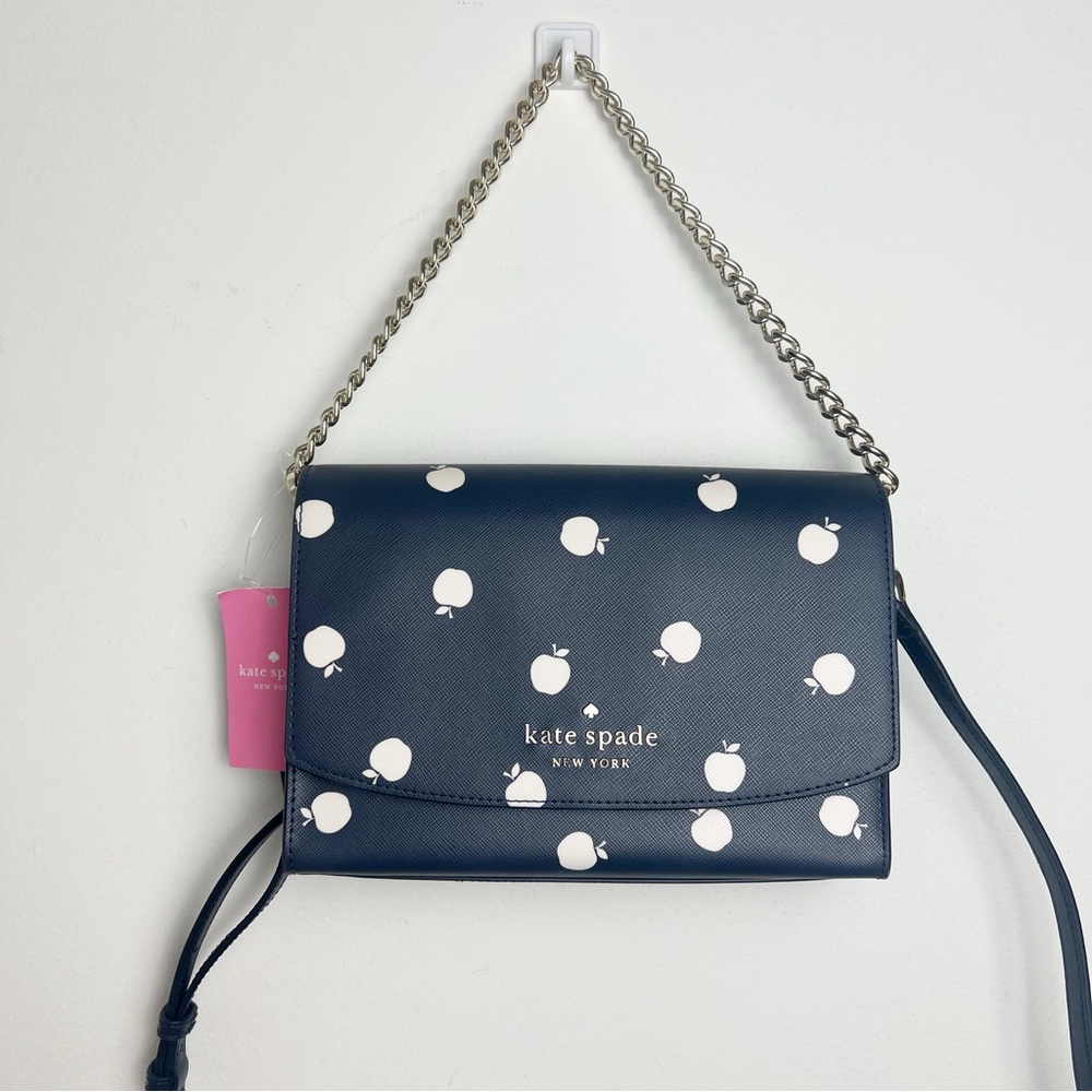 NEW Kate Spade Apple Carson Orchard Convertible Crossbody Bag Navy & White
